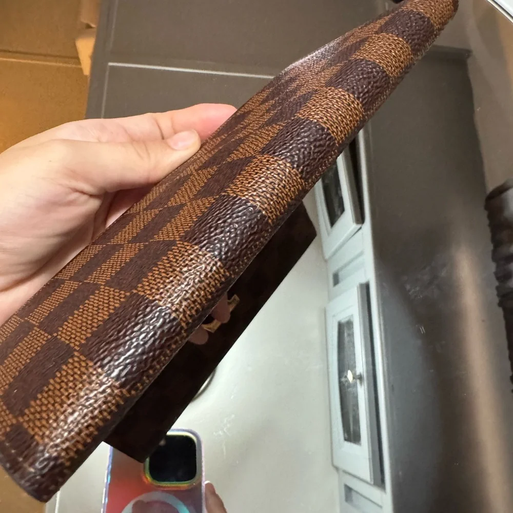 Louis Vuitton Brown Damier Ebène Long Wallet with Gold LV Hardware